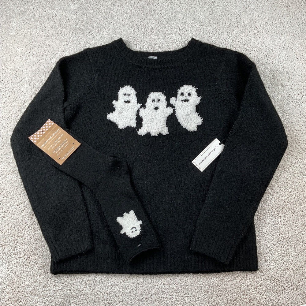Cupcakes and Cashmere Womens Ghost Sweater and Socks Set Black White Small NWT